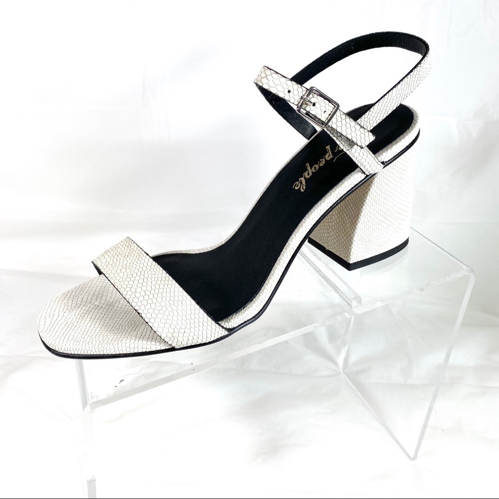 Free‎ People Heel Sandals Liv White Lizard Size 40